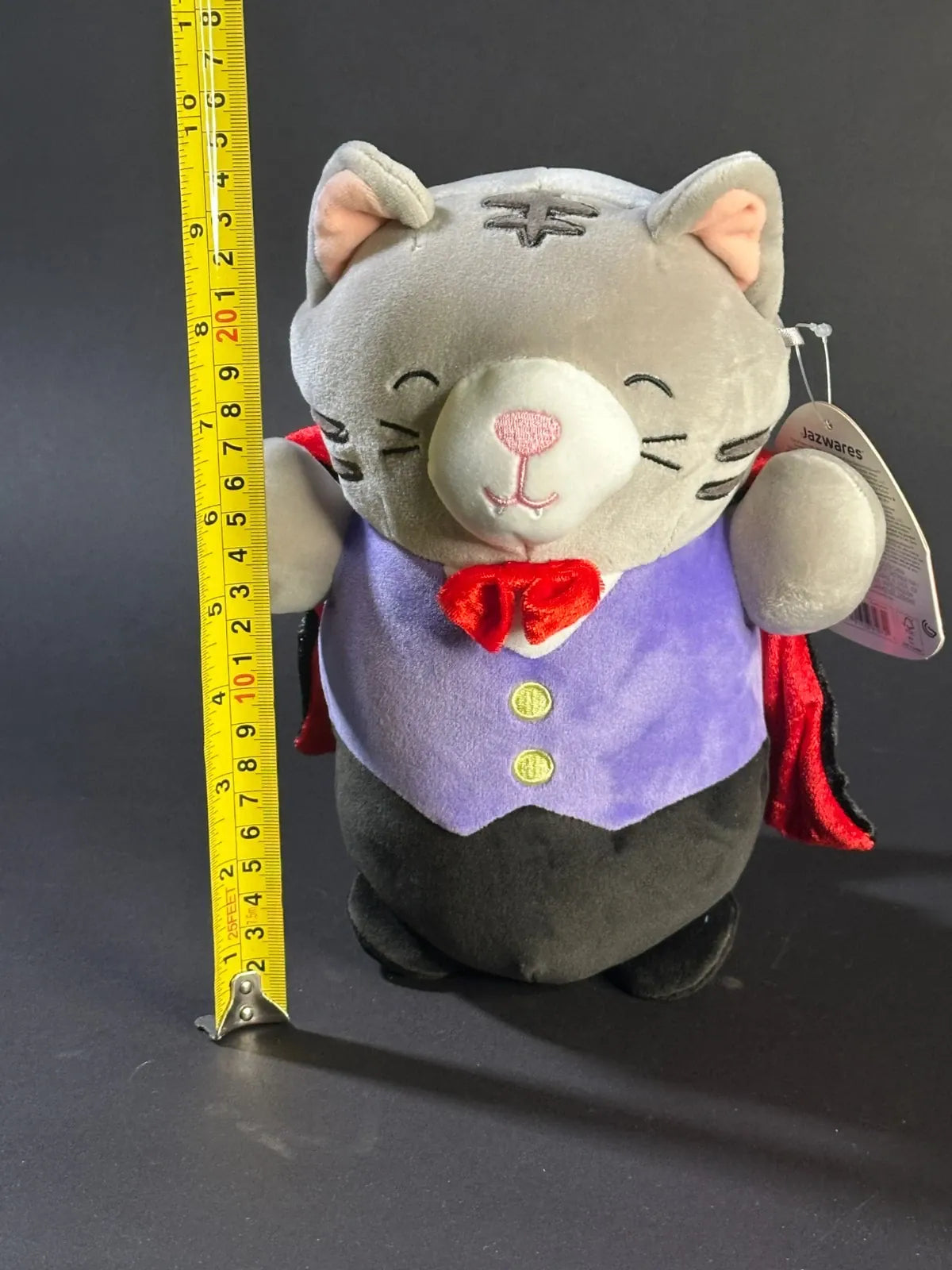 Squishmallows Hug Mees Tally the Cat Vampire Dracula Halloween Gray Tabby