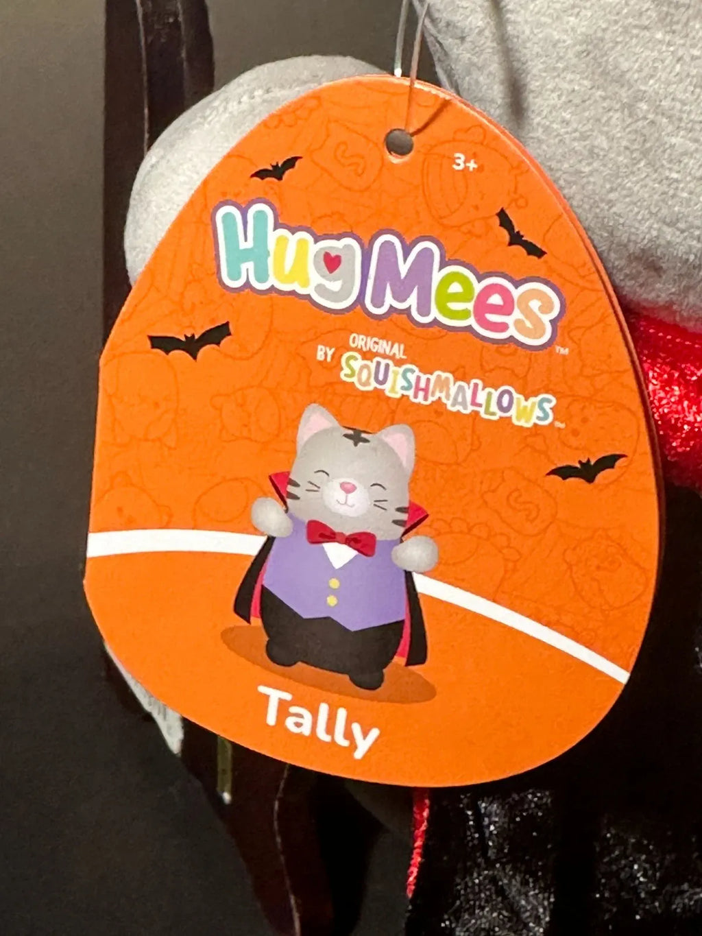 Squishmallows Hug Mees Tally the Cat Vampire Dracula Halloween Gray Tabby