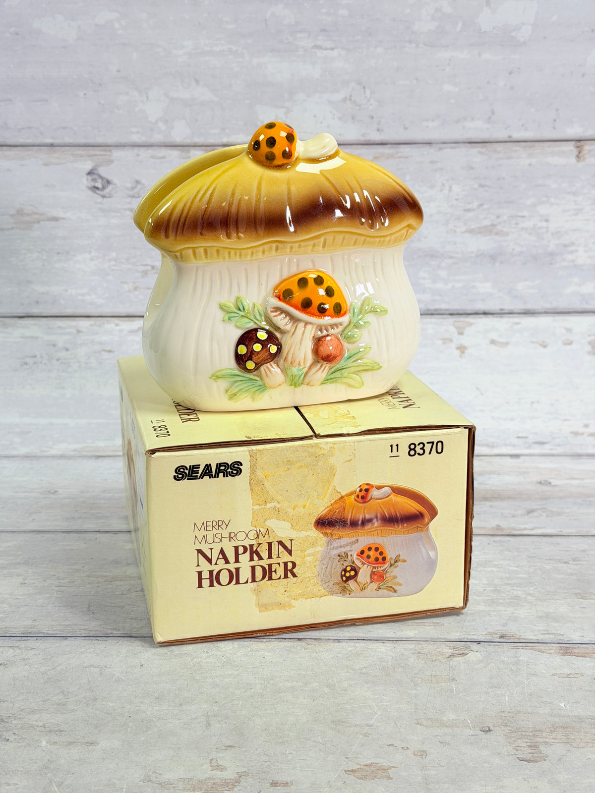 SR32 Sears Merry Mushroom Napkin Holder - New Old Stock SR32