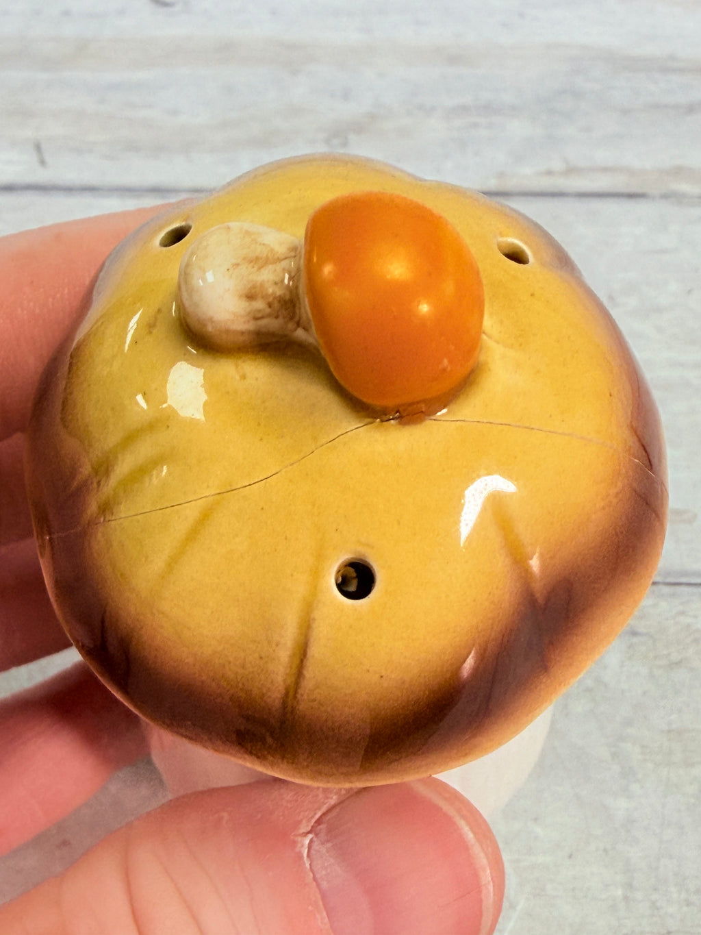 SR45. Sears Merry Mushroom Ceramic Spice Shaker – Japan – Cracked Display Piece SR45