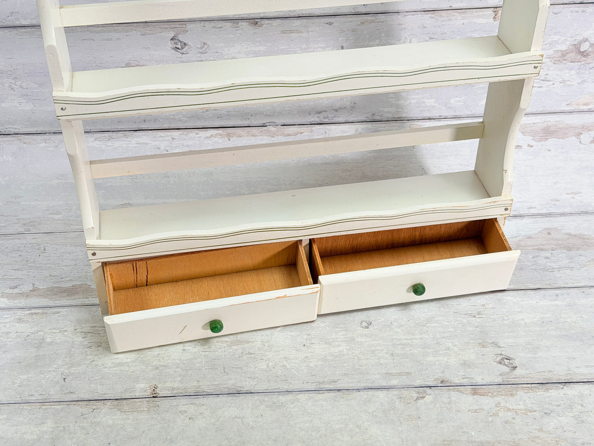 SR48. Sears Merry Mushroom Wooden Spice Rack with 2 Drawers – Official Spice Shaker Display SR48