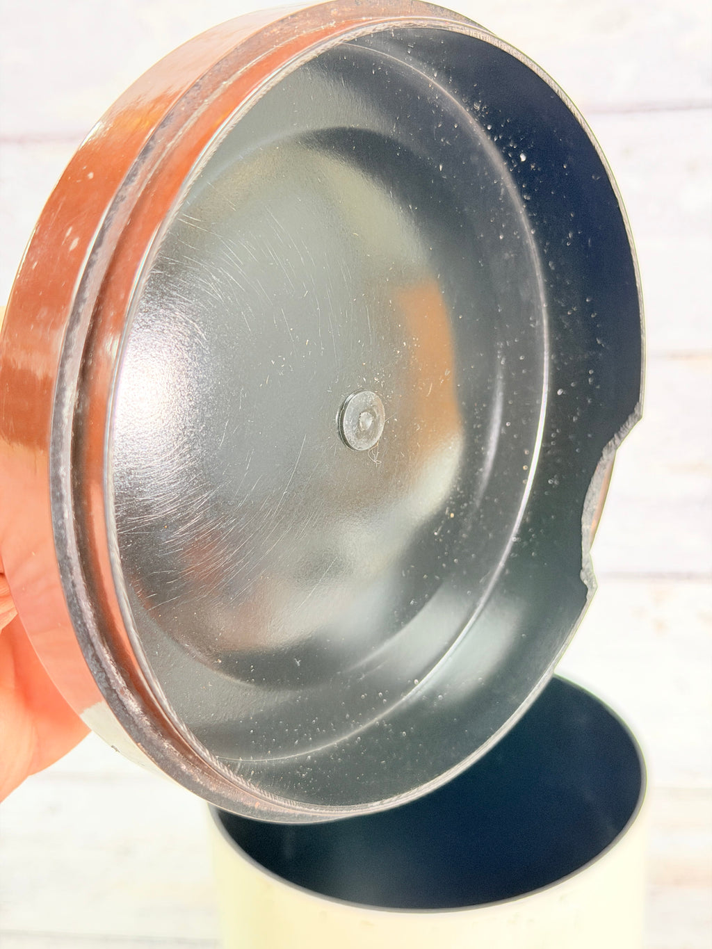 SR50. Sears Merry Mushroom Large Metal Canister with Lid – 1970s Mushroom Kitchen Decor SR50