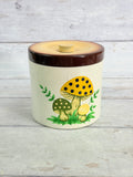 SR51. Sears Merry Mushroom Metal Canister with Lid – 1970s Mushroom Kitchen Decor SR51