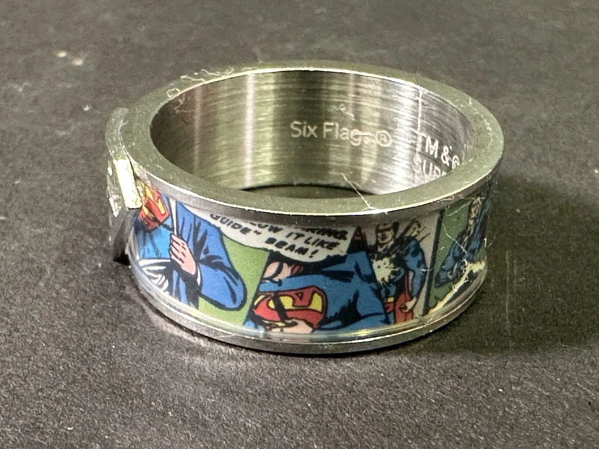 Superman Comic Strip Ring - Stainless Steel - Superman Logo