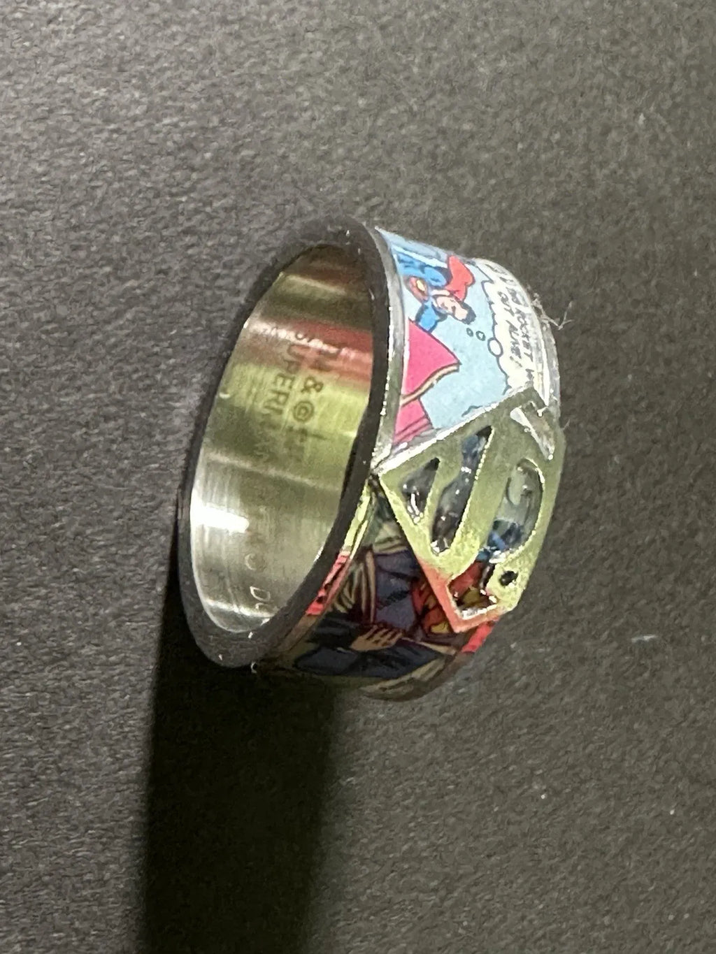 Superman Comic Strip Ring - Stainless Steel - Superman Logo