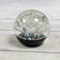Black and White Controlled-Bubble Glass Paperweight with Multicolor Frit - product view